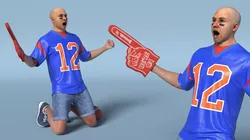 Rugby Fan Kneeling Victory Pose 3D model