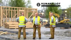 Senior Caucasian man waiting at construction site in 3D model