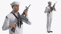 US Navy Sailor with Assault Rifle 3D model