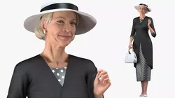 Vintage Fashion Woman with Bag Rigged for Maya 3D model