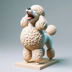 1235 Laughing Poodle Totem - Full-Body Colorful 3D Model, pug, dachshund, poodle, rooster, dog, dogue, beagle, peacock, lion, fox, bull terrier, pomeranian, galgo, wolf, doberman pinscher, newfoundland, decorative, crocodile