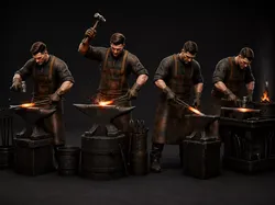 Blacksmith Man with Hammer Low-poly 3D model