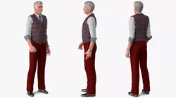 Elderly Man Wear Classic Business Attire Rigged for Cinema 4D 3D model