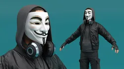 Hacker Character in Anonymous Mask 3D model