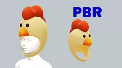 Kids Cartoon Chicken Hat Fedora Yellow-Red Low Poly 3D Model Low-poly 3D model