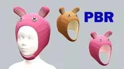 Kids Cartoon Rabbit Hat Fedora Pink-Orange Low Poly 3D Model Low-poly 3D model