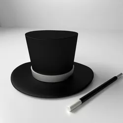 Magician Hat And Wand 3D model