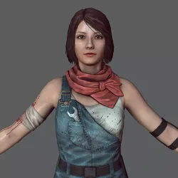 Mechanic girl Zombie killer Low-poly 3D model
