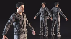 Rocker Character in Black Leather Suit Fur 3D model
