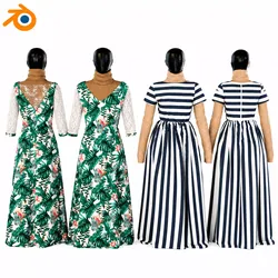 TropicStripe Dress 3D model