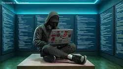 Young Man Character with Laptop Sitting Pose 3D model