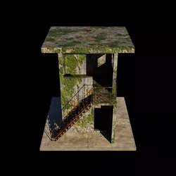 Abandoned Guard Tower with Rusted Metal Stairs Low-poly 3D model
