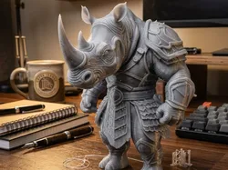 مجاني Characters & Creatures STL تنزيل - humanoid rhinoceros in armor - TMG252