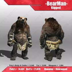 Bear Man Low-poly 3D model
