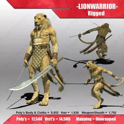 Lion Warrior Low-poly 3D model