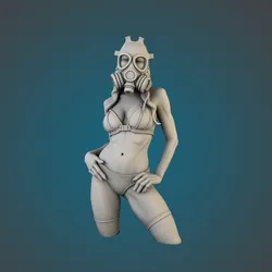Sexy Woman in respirator and bikini