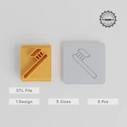 Tooth Care Stamp Tile Set, 5 Motif Sizes, for Clay, Cookies & Fondant Crafting