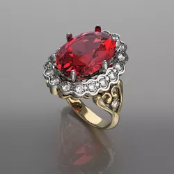 Vintage Ruby oval Ring 3D print model