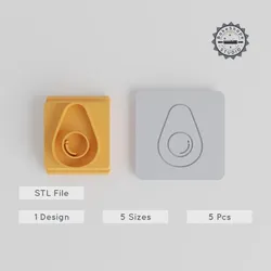 Avocado Stamp Tile Set, 5 Sizes 20-40mm, Perfect for Clay, Cookies, Fondant & More