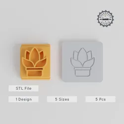 Gasteria Plant Stamp Tile Set, 5 Sizes for Clay & Cookies, Botanical Succulent Motif, 3D Printable STL