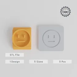 Neutral Face Stamp Tile Set, 5 Sizes, Perfect for Clay, Cookies, Fondant & More, 20-40mm, Emoji Design