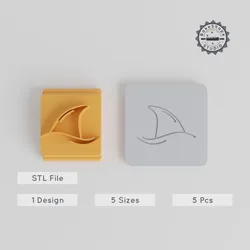Shark Fin Stamp Tile Set, 5 Sizes, Perfect for Clay & Cookies, Ocean Fin Design