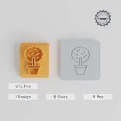 Small Tree Stamp Tile Set, 5 Sizes, 20-40 mm, Perfect for Clay, Cookies & Fondant