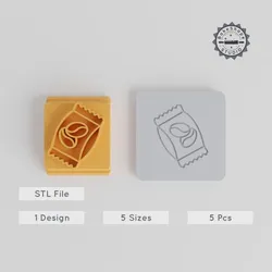 Coffee Stamp Tile Collection, 5 Sizes, for Clay, Cookies & Fondant, Morning Brew & Cafe Cup Design