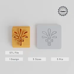 Cross Stamp Tile Set, 5 Sizes for Clay, Cookies & Fondant, Day of the Dead Motif