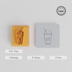 Disposable Coffee Cup Stamp Tile, 5 Motif Sizes, Perfect for Clay, Cookies & Fondant