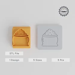 Flour Stamp Tile Set, 5 Sizes, 20-40mm, Perfect for Clay & Cookies, Organic Sack Design