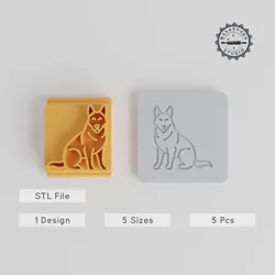 German Shepherd Stamp Tile Set, 20-40mm, Perfect for Clay, Cookie & Fondant Crafting