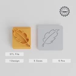 Leaf Stamp Tile Set, 5 Sizes, Nature Motif for Clay, Cookies & Fondant, Botanical Decor