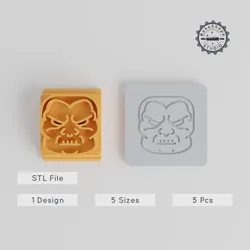 Monster Stamp Set, 5 Motif Sizes for Clay, Cookies & Fondant, Creepy Creature, Halloween Decoration