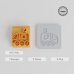 Moon Buggy Stamp Tile Set, 5 Motif Sizes, Perfect for Clay, Cookies, Fondant & More