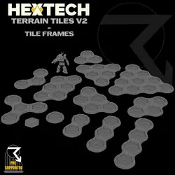 HEXTECH - Terrain Tiles v2 (Woods, Rough Ground, Ruins, Rubble) - Battletech Compatible Terrain