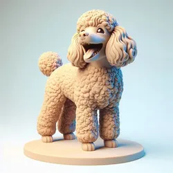 1213 Laughing Poodle Totem - Full-Body Colorful 3D Model, pug, dachshund, poodle, rooster, dog, dogue, beagle, peacock, lion, fox, bull terrier, pomeranian, galgo, wolf, doberman pinscher, newfoundland, decorative, crocodile