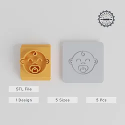 Baby Stamp Tile Set, 5 Sizes, Perfect for Clay, Cookies & Fondant, Cute Newborn Design