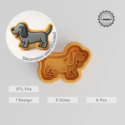Basset Hound Shape Cutter & Stamp Set, Cookie & Fondant Decor, 3 Sizes, Dog Animal Design