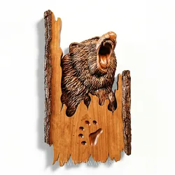 Bear STL File | Roaring Grizzly Bear Relief CNC Model | Wood Carving Digital Download