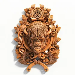 Bison STL File | Viking Bison Relief CNC Model | Wood Carving Router Digital Download