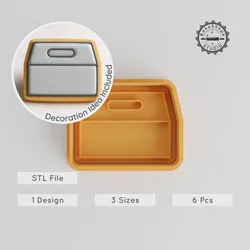 Box Shape Cutter & Stamp, Perfect for Cookies & Fondant, 6-Piece Set, S/M/L Sizes