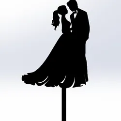 Bride and Groom Looking at Each Other Cake Topper