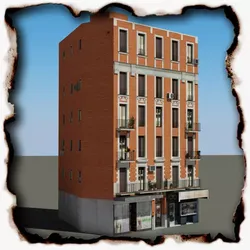 Building with windows and balconies 3D model