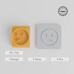 Confused Emoji Stamp Tile Set, 5 Sizes 20-40mm, Perfect for Clay, Cookies & Fondant