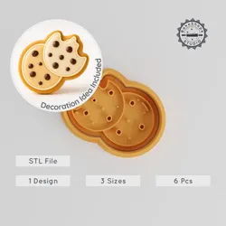 Cookie Shape Cutter & Stamp Set, Perfect for Cookies & Fondant, Includes 6 Pieces in S/M/L Sizes