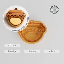 Dough Shape Cutter & Stamp, Perfect for Cookies & Fondant, 6-Piece Set, Includes S/M/L Sizes