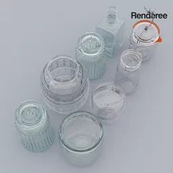 Glassware Set glass jar 3D model