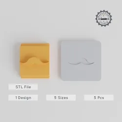 Moustache Stamp Tile Set, 5 Sizes 20-40mm, Perfect for Clay, Cookies & Fondant