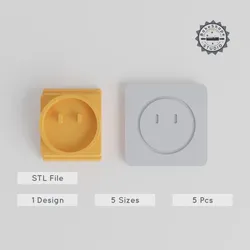 No Mouth Cookie & Clay Stamp Tile Set, 5 Sizes, Face Emoji Design